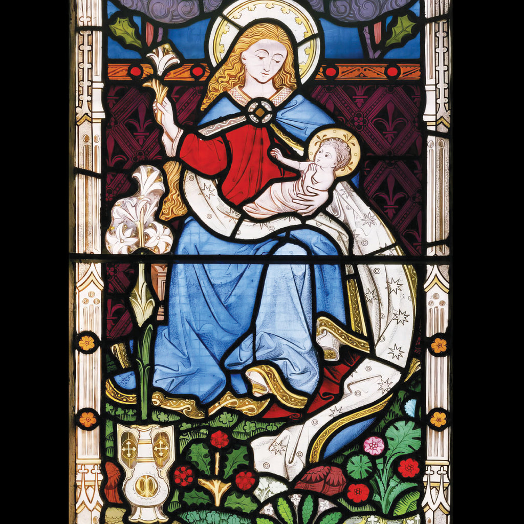 Stained Glass Madonna and Child - Pack of 5 cards - Ref: kh69e