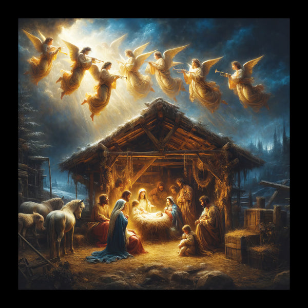 Angels over the Manger - Pack of 5 cards - Ref: kj23c