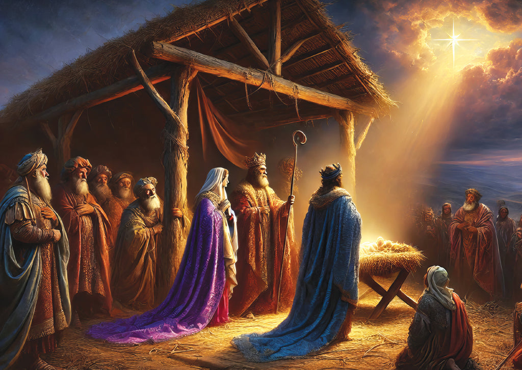 Golden Glow over the Manger - Pack of 5 cards - Ref: kl03b