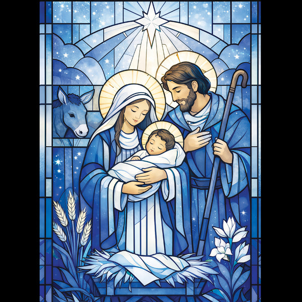 Stained Glass Holy Family - Pack of 5 cards - Ref: kl45e
