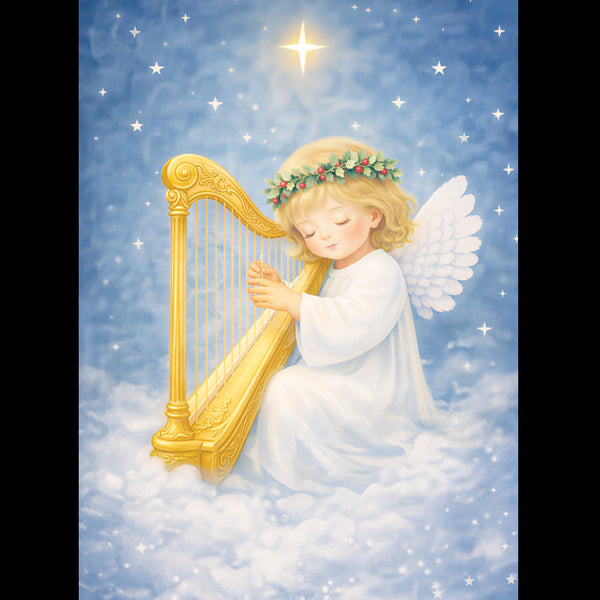 Angel playing the Harp - Pack of 5 cards - Ref: kl62e